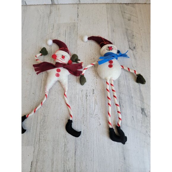 Unique long bending snowman ornament Xmas set - Picture 2 of 5